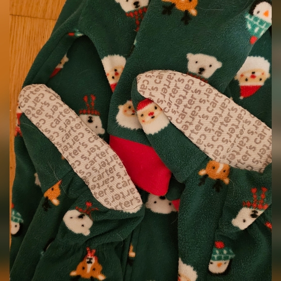 (2 for$15) Fleece holiday sleeper footies with grips, Santa, penguin - Picture 3 of 6